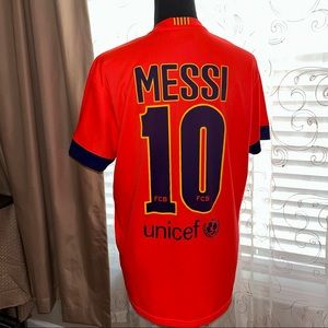Barcelona Futball Orange Soccer Jersey Messi 10 Boys Fcb Unicef
